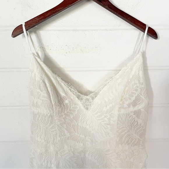 Melissa Sweet Leaf Pattern Lace A-Line Wedding Dress Size 14 - Picture 5 of 17